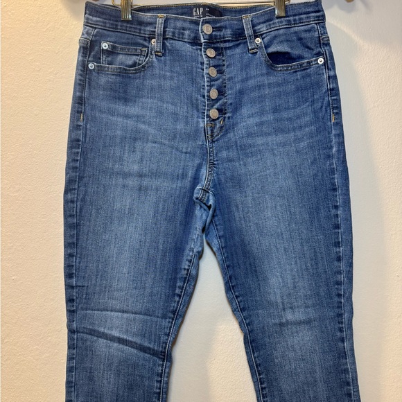 GAP Women’s Skinny Button-Fly Jeans in Dark Blue Wash - Picture 2 of 10